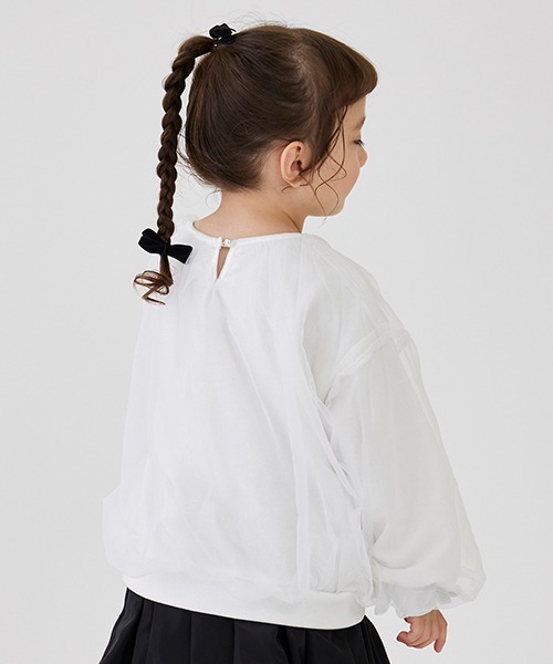 petit main（プティマイン）の「【AJUGA.】チュールトレーナー★（スウェット・キッズ・ブラック/アイボリー/ライトピンク・80ｃｍ/90cm/100cm/110cm/120cm/130cm）」の6枚目の写真