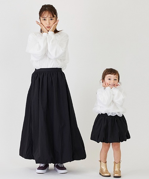 petit main（プティマイン）の「【AJUGA.】チュールトレーナー★（スウェット・キッズ・ブラック/アイボリー/ライトピンク・80ｃｍ/90cm/100cm/110cm/120cm/130cm）」の4枚目の写真