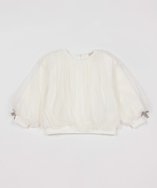 petit main（プティマイン）の「【AJUGA.】チュールトレーナー★（スウェット・キッズ・ブラック/アイボリー/ライトピンク・80ｃｍ/90cm/100cm/110cm/120cm/130cm）」の9枚目の写真