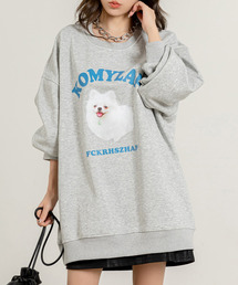 DAY CLOSET | レディース 長袖裏起毛オーバーサイズドッグプリントスウェット(スウェット)