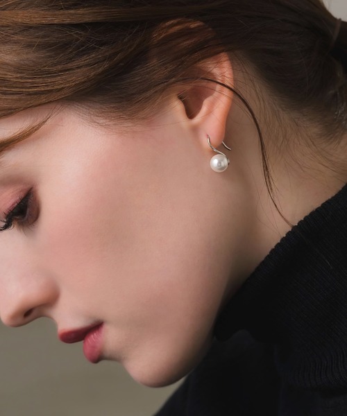 パール ピアス 両耳 フープ かわいい カーブ　pierce パール ピアス 両耳 フープ かわいい カーブ pierceΩ