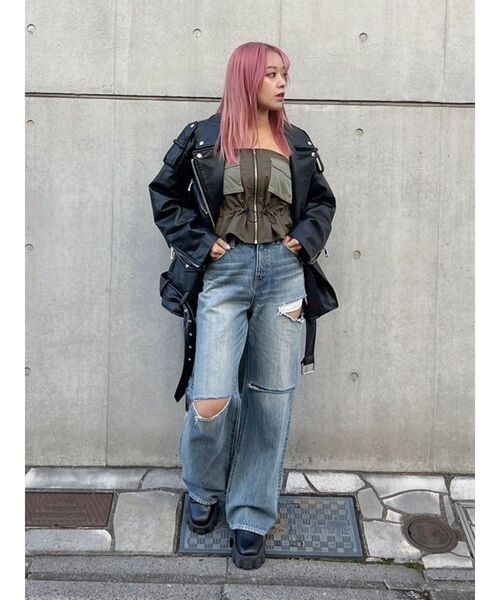 EVRIS(エヴリス)の「ミリタリーデザインベアピスチェ(キャミソール・レディース・ブラック/カーキ・FREE)」の11枚目の写真