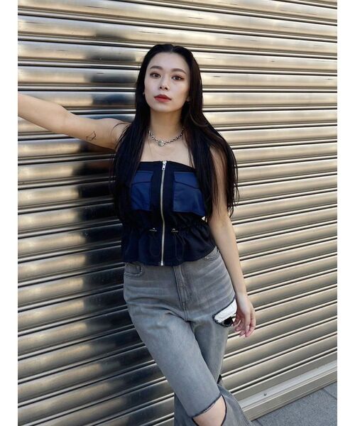 EVRIS(エヴリス)の「ミリタリーデザインベアピスチェ(キャミソール・レディース・ブラック/カーキ・FREE)」の19枚目の写真