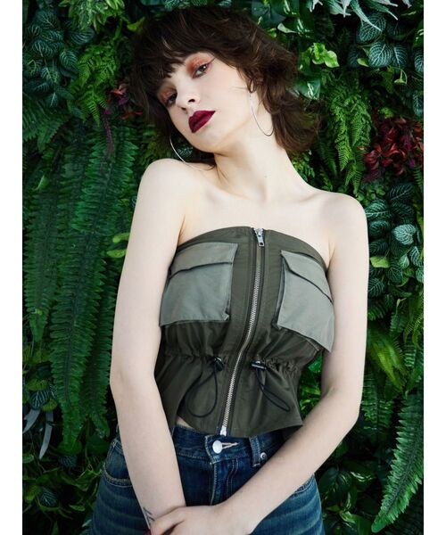 EVRIS(エヴリス)の「ミリタリーデザインベアピスチェ(キャミソール・レディース・ブラック/カーキ・FREE)」の22枚目の写真