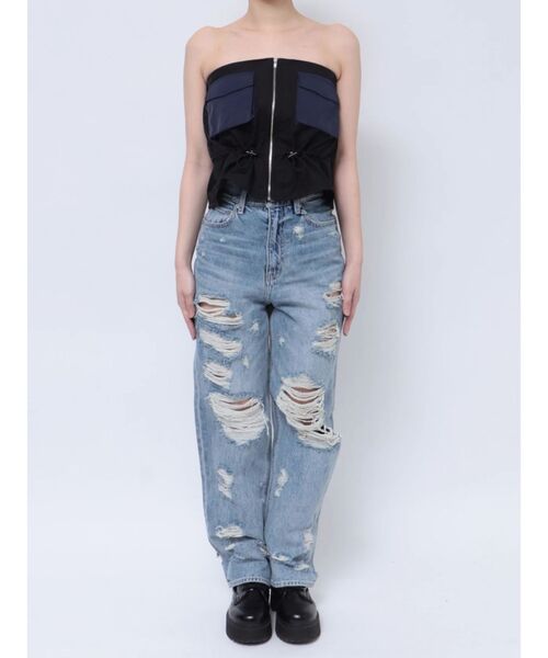 EVRIS(エヴリス)の「ミリタリーデザインベアピスチェ(キャミソール・レディース・ブラック/カーキ・FREE)」の5枚目の写真