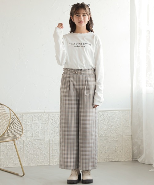 大特価 意味 チェック サス付きワイドパンツ(130cm～160cm)（その他パンツ パンツ
