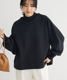 裏起毛ニットリブドッキングプルオーバー