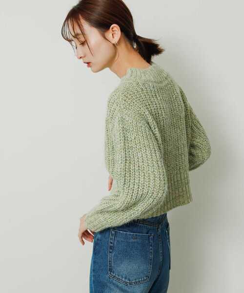 SENSE OF PLACE by URBAN RESEARCH（センスオブプレイスバイアーバンリサーチ）の「メランジVネッククロップドセーター（ニット/セーター・レディース・ブラウン/アイボリー/ミント・ONE）」の5枚目の写真