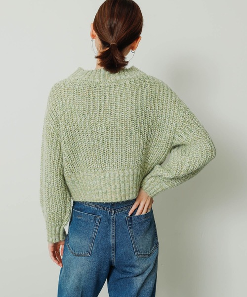 SENSE OF PLACE by URBAN RESEARCH（センスオブプレイスバイアーバンリサーチ）の「メランジVネッククロップドセーター（ニット/セーター・レディース・ブラウン/アイボリー/ミント・ONE）」の6枚目の写真