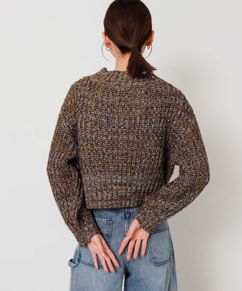 SENSE OF PLACE by URBAN RESEARCH（センスオブプレイスバイアーバンリサーチ）の「メランジVネッククロップドセーター（ニット/セーター・レディース・ブラウン/アイボリー/ミント・ONE）」の11枚目の写真