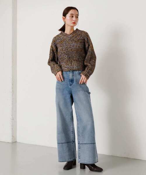 SENSE OF PLACE by URBAN RESEARCH（センスオブプレイスバイアーバンリサーチ）の「メランジVネッククロップドセーター（ニット/セーター・レディース・ブラウン/アイボリー/ミント・ONE）」の12枚目の写真