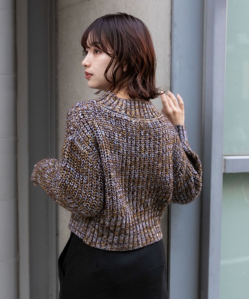 SENSE OF PLACE by URBAN RESEARCH（センスオブプレイスバイアーバンリサーチ）の「メランジVネッククロップドセーター（ニット/セーター・レディース・ブラウン/アイボリー/ミント・ONE）」の17枚目の写真