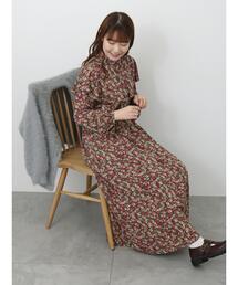 花柄ケープワンピース