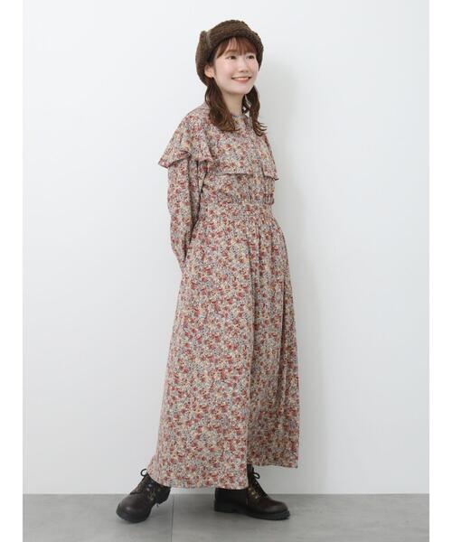 ehka sopo（エヘカソポ）の「花柄ケープワンピース（ワンピース・レディース・オレンジ/ブラウン/ピンク・F）」の18枚目の写真