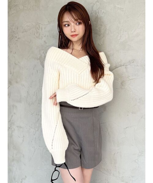 RESEXXY（リゼクシー）の「ハイウエストショートパンツ（その他パンツ・レディース・チャコールグレー/ブラック/アイボリー・FREE）」の14枚目の写真