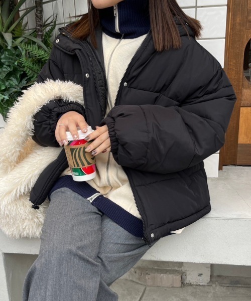 nemne store(ネンネストア)の「【低身長サイズあり】中綿フードショートブルゾン(ブルゾン・レディース・アイボリー/ブラック・SMALL/MEDIUM)」の12枚目の写真