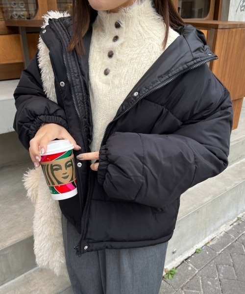 nemne store(ネンネストア)の「【低身長サイズあり】中綿フードショートブルゾン(ブルゾン・レディース・アイボリー/ブラック・SMALL/MEDIUM)」の10枚目の写真