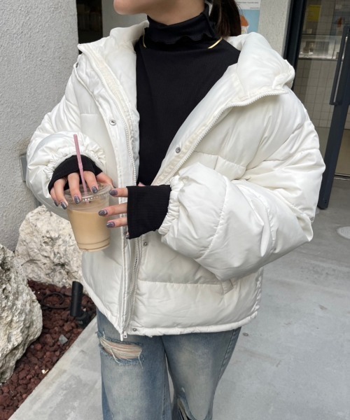nemne store(ネンネストア)の「【低身長サイズあり】中綿フードショートブルゾン(ブルゾン・レディース・アイボリー/ブラック・SMALL/MEDIUM)」の5枚目の写真