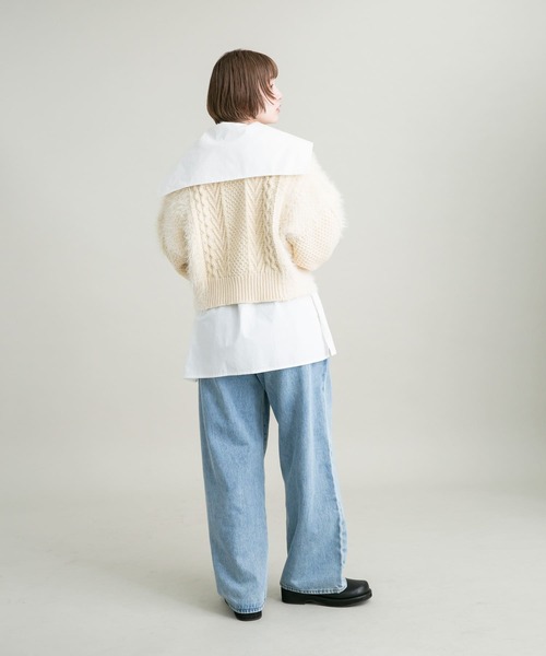 KBF(ケイビーエフ)の「リボンニットカーディガン(ニット/セーター・レディース・アイボリー/チャコールグレー・ONE)」の9枚目の写真