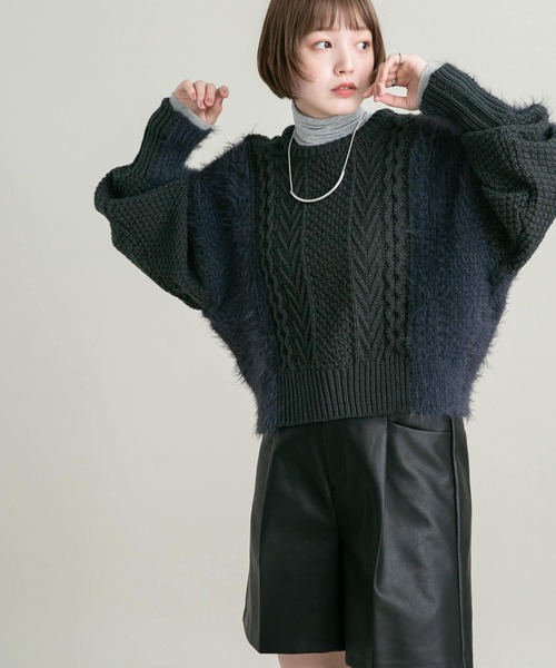 KBF(ケイビーエフ)の「リボンニットカーディガン(ニット/セーター・レディース・アイボリー/チャコールグレー・ONE)」の10枚目の写真