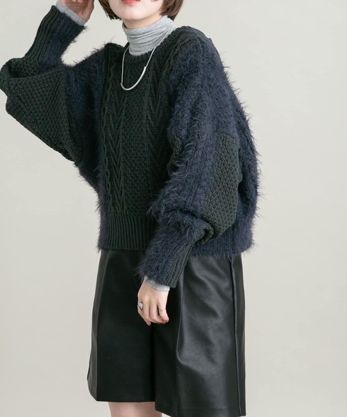 KBF(ケイビーエフ)の「リボンニットカーディガン(ニット/セーター・レディース・アイボリー/チャコールグレー・ONE)」の11枚目の写真