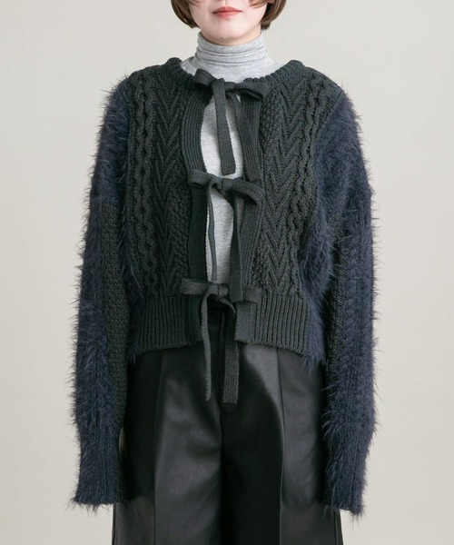 KBF(ケイビーエフ)の「リボンニットカーディガン(ニット/セーター・レディース・アイボリー/チャコールグレー・ONE)」の17枚目の写真