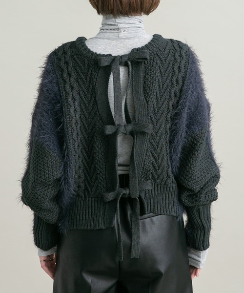 KBF(ケイビーエフ)の「リボンニットカーディガン(ニット/セーター・レディース・アイボリー/チャコールグレー・ONE)」の21枚目の写真