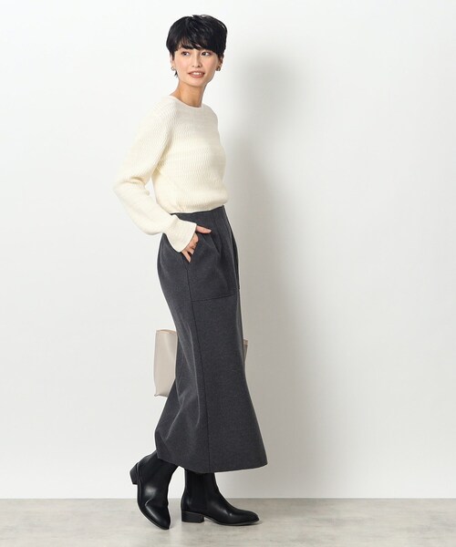 OPAQUE.CLIP（オペークドットクリップ）の「◆ウエーブ柄クルーネックリブニット【洗濯機洗い可】（ニット/セーター・レディース・ナチュラル/ブラック/ホワイト/ブルー・40/38/36/42/34）」の8枚目の写真