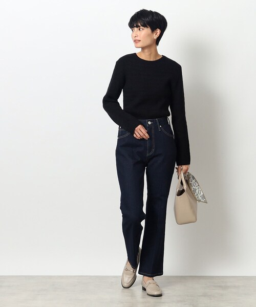 OPAQUE.CLIP（オペークドットクリップ）の「◆ウエーブ柄クルーネックリブニット【洗濯機洗い可】（ニット/セーター・レディース・ナチュラル/ブラック/ホワイト/ブルー・40/38/36/42/34）」の10枚目の写真