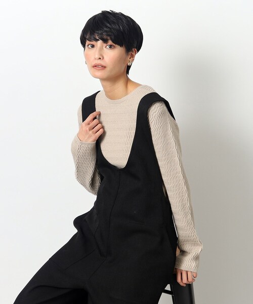 OPAQUE.CLIP（オペークドットクリップ）の「◆ウエーブ柄クルーネックリブニット【洗濯機洗い可】（ニット/セーター・レディース・ナチュラル/ブラック/ホワイト/ブルー・40/38/36/42/34）」の15枚目の写真