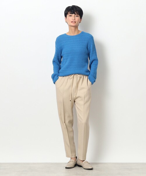 OPAQUE.CLIP（オペークドットクリップ）の「◆ウエーブ柄クルーネックリブニット【洗濯機洗い可】（ニット/セーター・レディース・ナチュラル/ブラック/ホワイト/ブルー・40/38/36/42/34）」の6枚目の写真