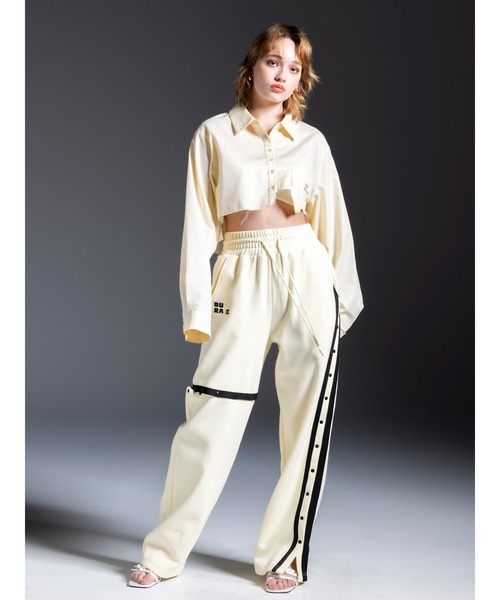 DURAS(デュラス)の「Backprint line pants(スウェットパンツ・レディース・チャコールグレー/ピンク/アイボリー・FREE)」の2枚目の写真