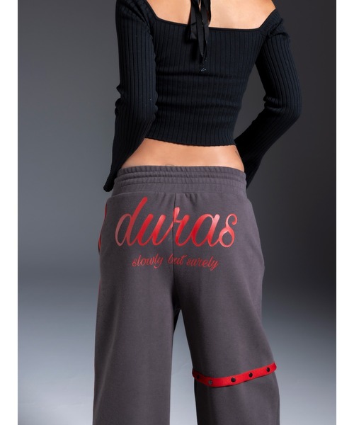 DURAS(デュラス)の「Backprint line pants(スウェットパンツ・レディース・チャコールグレー/ピンク/アイボリー・FREE)」の12枚目の写真