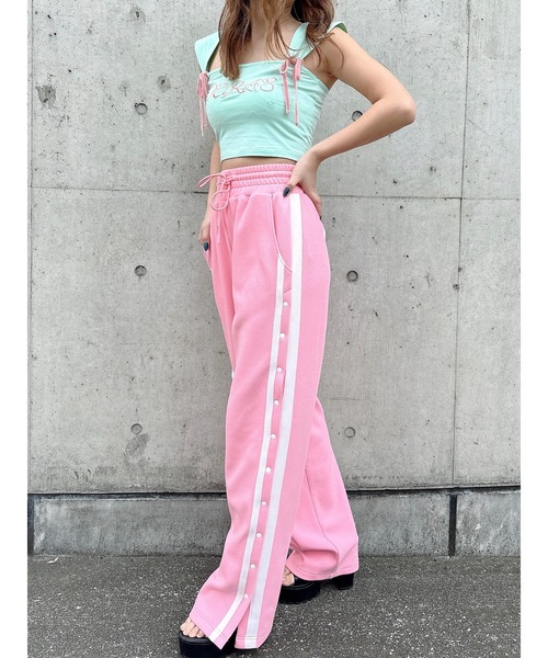 DURAS(デュラス)の「Backprint line pants(スウェットパンツ・レディース・チャコールグレー/ピンク/アイボリー・FREE)」の16枚目の写真