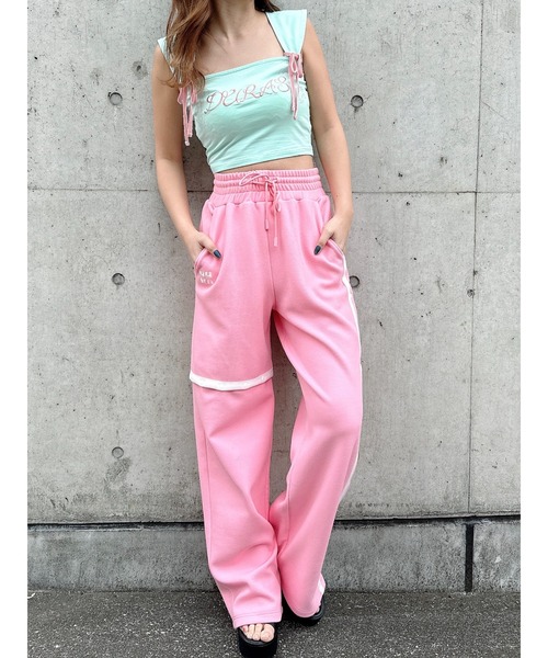 DURAS(デュラス)の「Backprint line pants(スウェットパンツ・レディース・チャコールグレー/ピンク/アイボリー・FREE)」の20枚目の写真