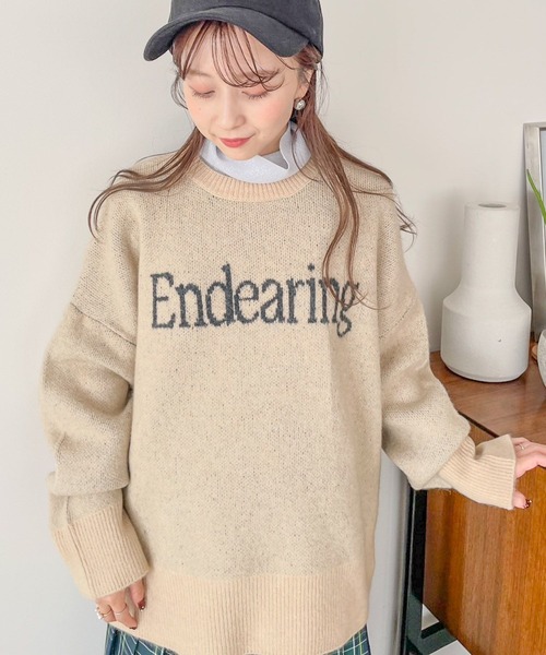 LOWRYS FARM（ローリーズファーム）の「ロゴニットプリントLS   100445（ニット/セーター・レディース・アイボリー/ベージュ/グレー・FREE）」の2枚目の写真