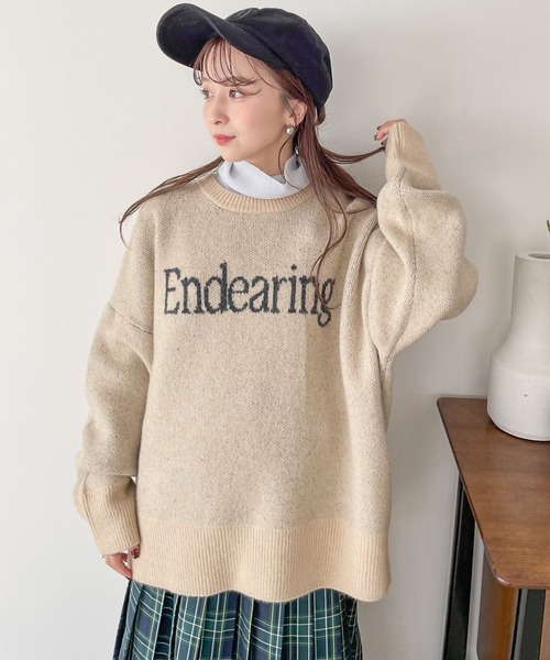 LOWRYS FARM（ローリーズファーム）の「ロゴニットプリントLS   100445（ニット/セーター・レディース・アイボリー/ベージュ/グレー・FREE）」の9枚目の写真