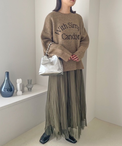 LOWRYS FARM（ローリーズファーム）の「ロゴニットプリントLS   100445（ニット/セーター・レディース・アイボリー/ベージュ/グレー・FREE）」の18枚目の写真