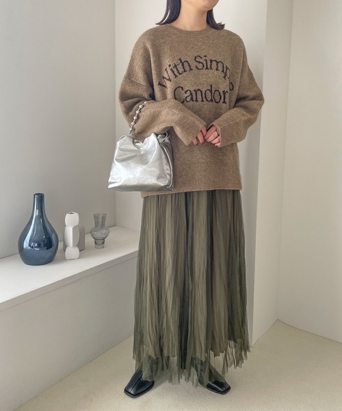 LOWRYS FARM（ローリーズファーム）の「ロゴニットプリントLS   100445（ニット/セーター・レディース・アイボリー/ベージュ/グレー・FREE）」の19枚目の写真