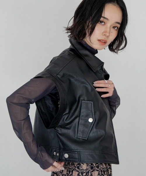 VACANCY（ヴァカンシー）の「ソデ2wayビーガンレザージャケット