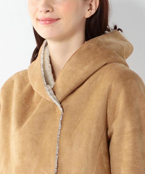 Another Edition（アナザーエディション）の「フェイクムートンフードコート/AEBC FAKE MOUTON HOOD（ムートンコート・レディース・グレー/ベージュ/オリーブ/ネイビー・MEDIUM/SMALL）」の15枚目の写真