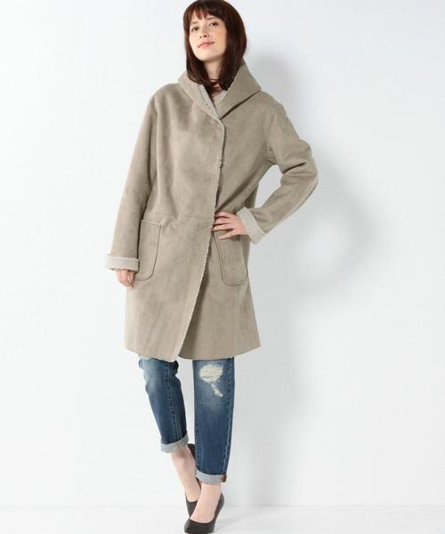 Another Edition（アナザーエディション）の「フェイクムートンフードコート/AEBC FAKE MOUTON HOOD（ムートンコート・レディース・グレー/ベージュ/オリーブ/ネイビー・MEDIUM/SMALL）」の11枚目の写真