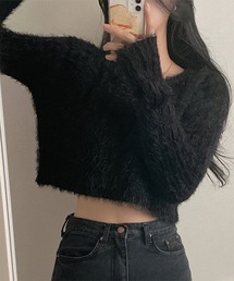 ニットトップス ショート丈ニット 韓国