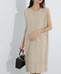 ノースリーブワンピース クルーネック ワンピース ノースリーブ ミドル丈 リゾート 夏ワンピース 夏服
