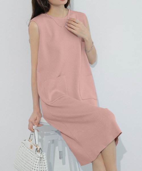 COCOMOMO(ココモモ)の「ノースリーブワンピース クルーネック ワンピース ノースリーブ ミドル丈 リゾート 夏ワンピース 夏服(ワンピース・レディース・ホワイト/グリーン/ブラウン/ピンク/ブラック/ブルー系/パープル/ベージュ・FREE)」の22枚目の写真