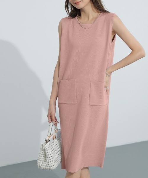 COCOMOMO(ココモモ)の「ノースリーブワンピース クルーネック ワンピース ノースリーブ ミドル丈 リゾート 夏ワンピース 夏服(ワンピース・レディース・ホワイト/グリーン/ブラウン/ピンク/ブラック/ブルー系/パープル/ベージュ・FREE)」の21枚目の写真