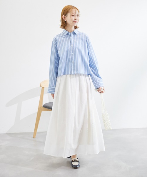 ROPE' PICNIC（ロペピクニック）の「綿シルクシアーボリュームタックスカート（スカート・レディース・オフホワイト/ピンク/ライトグリーン・38）」の6枚目の写真