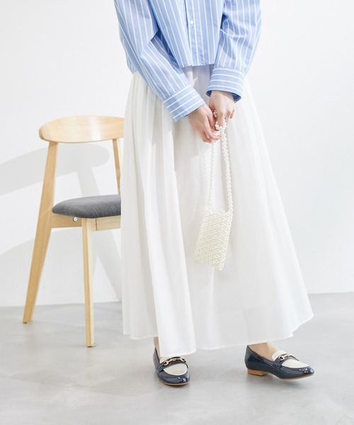 ROPE' PICNIC（ロペピクニック）の「綿シルクシアーボリュームタックスカート（スカート・レディース・オフホワイト/ピンク/ライトグリーン・38）」の7枚目の写真