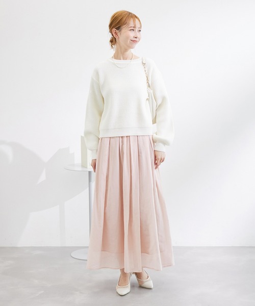 ROPE' PICNIC（ロペピクニック）の「綿シルクシアーボリュームタックスカート（スカート・レディース・オフホワイト/ピンク/ライトグリーン・38）」の11枚目の写真