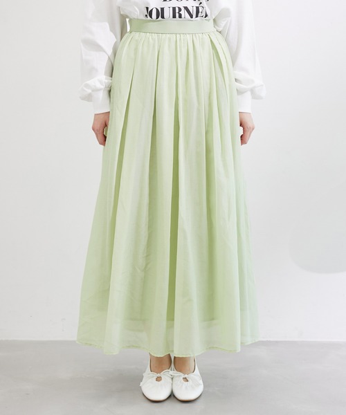 ROPE' PICNIC（ロペピクニック）の「綿シルクシアーボリュームタックスカート（スカート・レディース・オフホワイト/ピンク/ライトグリーン・38）」の14枚目の写真